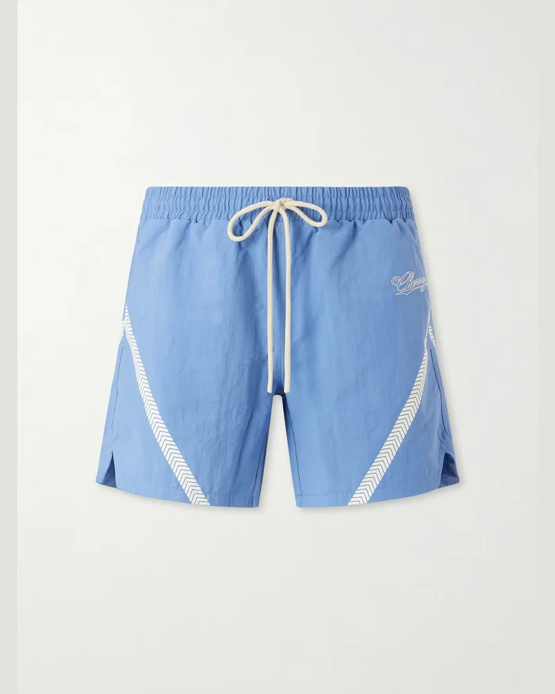 Cherry Los Angeles Logo-Printed Woven Straight-Leg Shorts Blue
