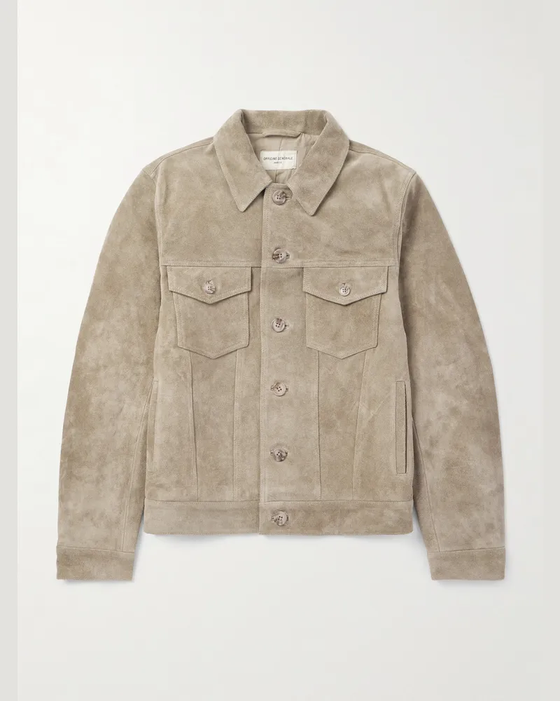 Officine Generale Leonide Jacke aus Veloursleder Neutral