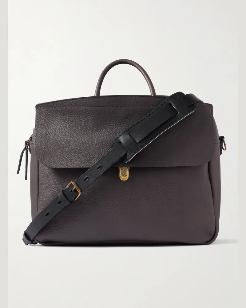 Bleu de Chauffe Zeppo Aktentasche aus vollnarbigem Leder Braun