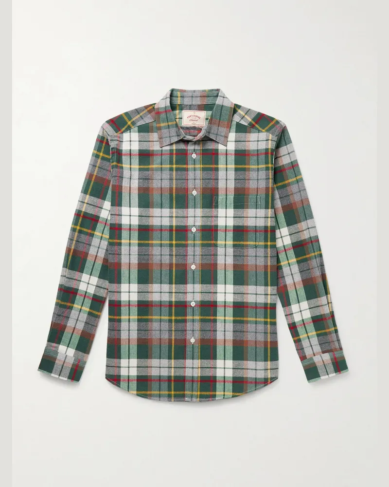 Portuguese Flannel Teca kariertes Hemd aus Biobaumwollflanell Grün