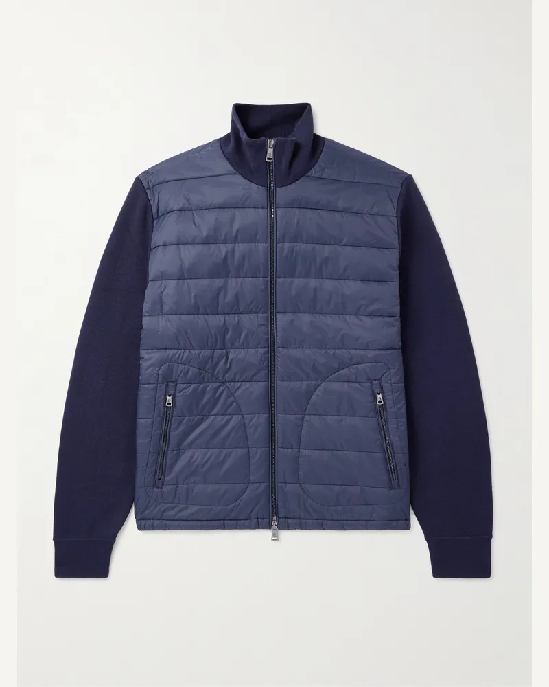 Ralph Lauren Slim-Fit Padded Shell-Trimmed Wool Jacket Blue