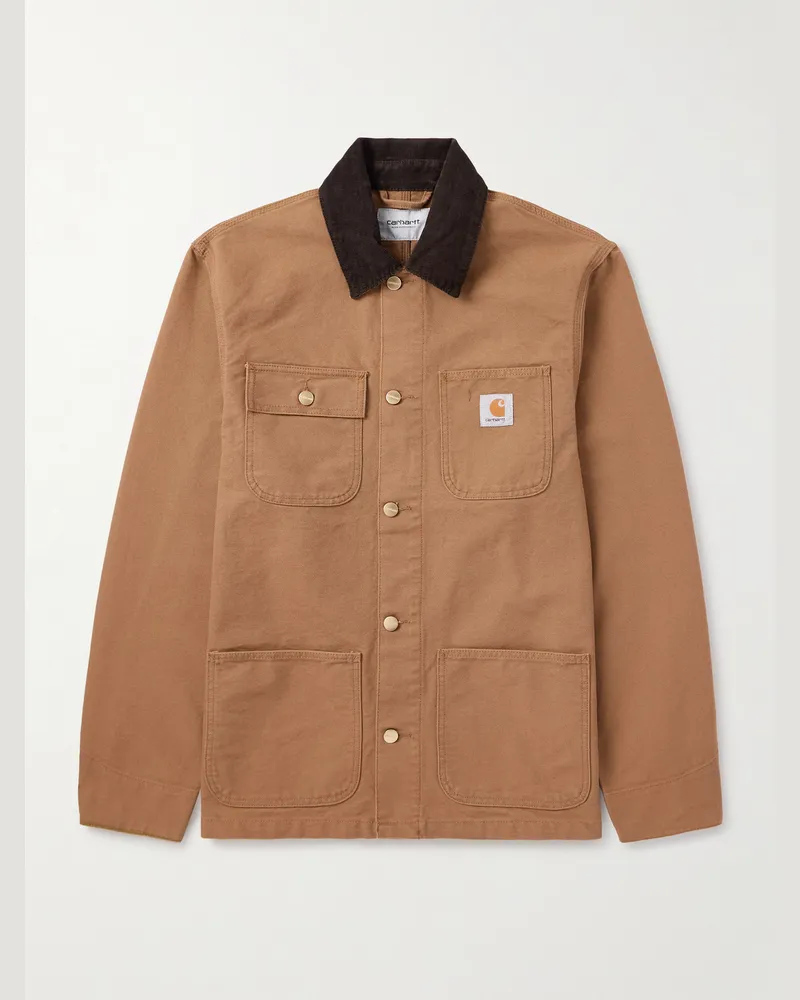 Carhartt WIP Michigan Arbeitsjacke aus Biobaumwoll-Canvas mit Cordkragen Braun