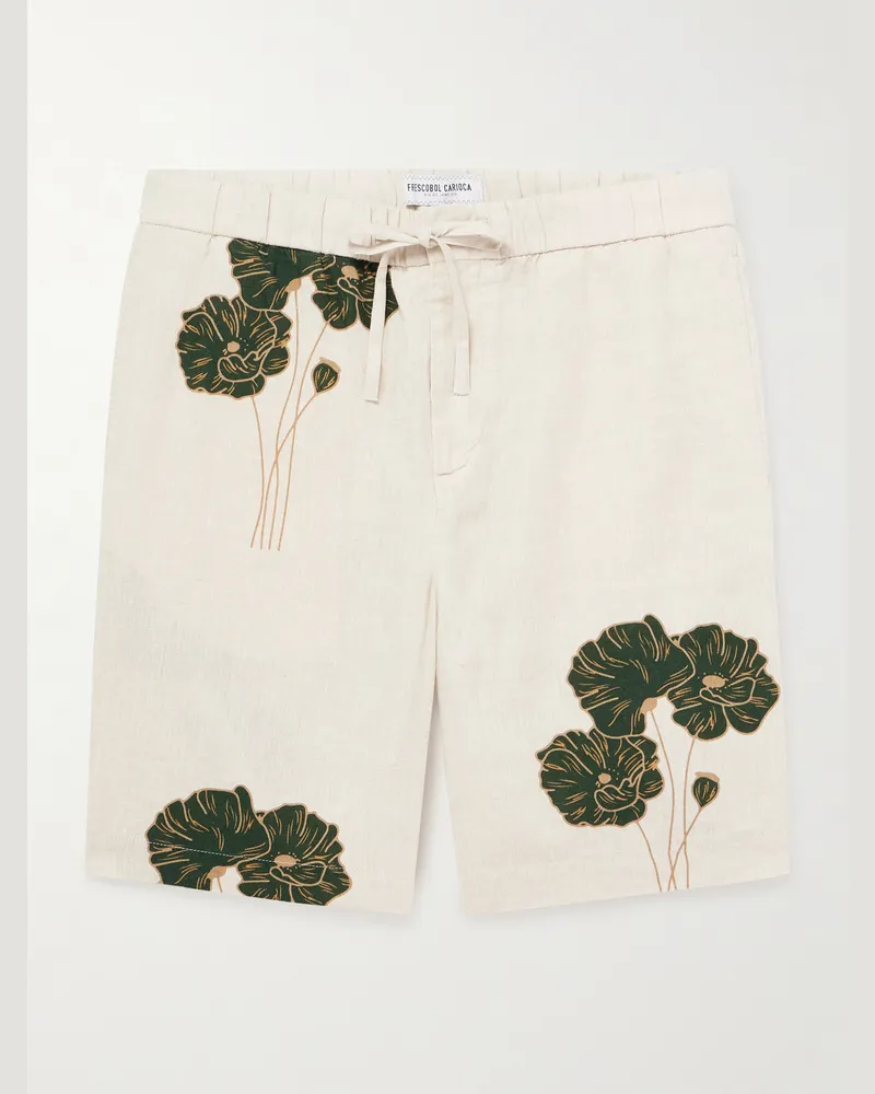 Frescobol Carioca Felipe gerade geschnittene Shorts aus Leinen mit Blumenprint Neutral