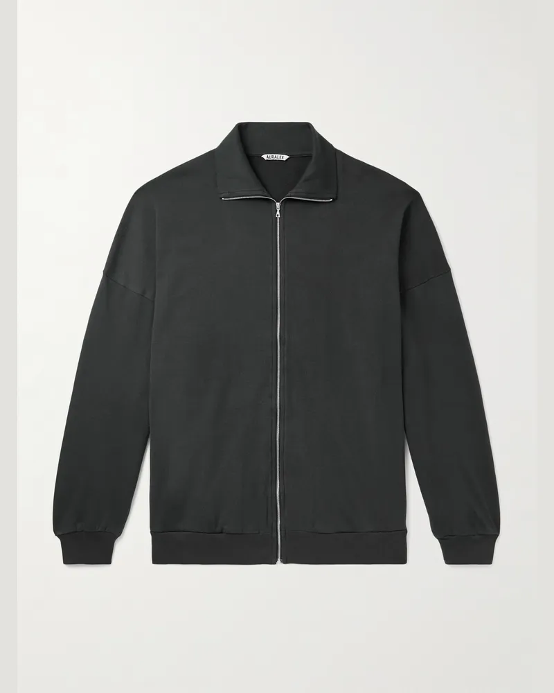 AURALEE Cotton-Jersey Zip-Up Sweatshirt Black