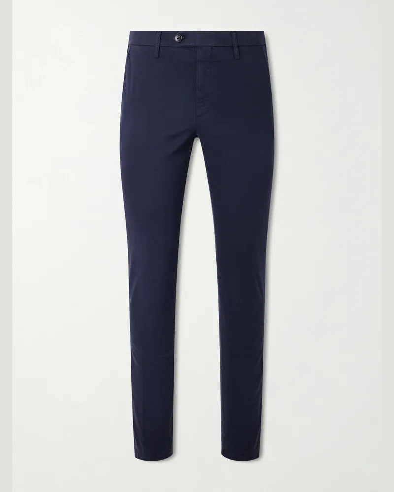 Canali Slim-Fit Tapered Cotton-Blend Twill Chinos Blue