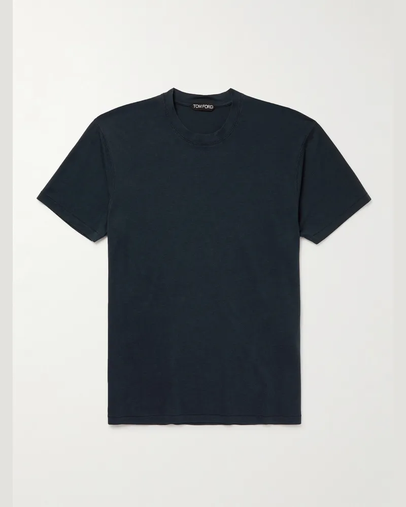 Tom Ford Lyocell and Cotton-Blend Jersey T-Shirt Blau