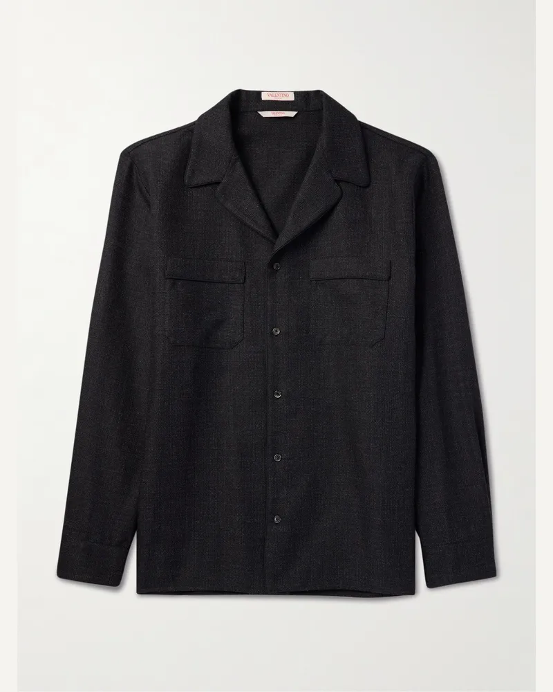 Valentino Garavani Hemdjacke aus Woll-Tweed Schwarz
