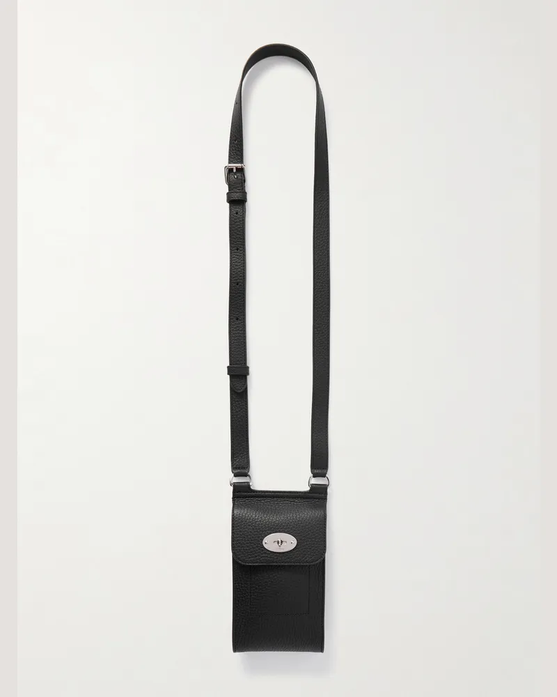 Mulberry Mini Antony Umhängetasche aus vollnarbigem Leder Schwarz
