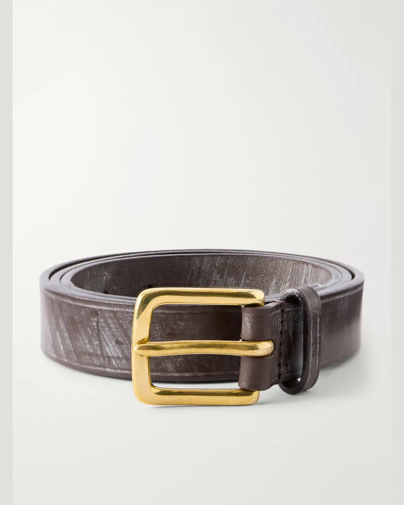 Drake's 2cm Leather Belt Brown