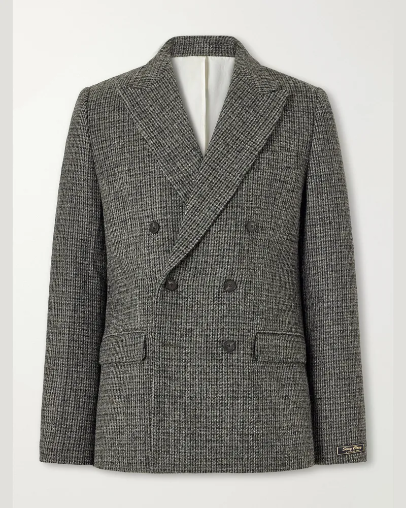 A Kind Of Guise Double-Breasted Virgin Wool-Tweed Blazer Gray