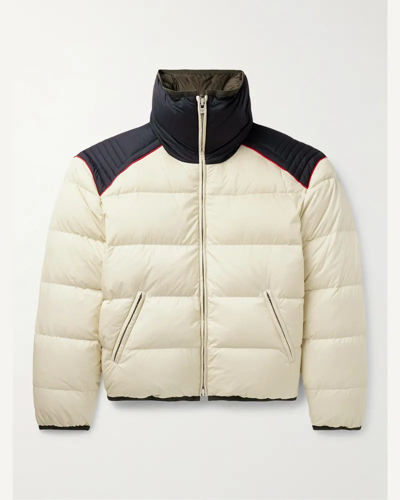 Loro Piana Schmal geschnittene wendbare Daunenjacke aus gestepptem Shell Neutral