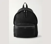 City Leather-Trimmed Canvas Backpack