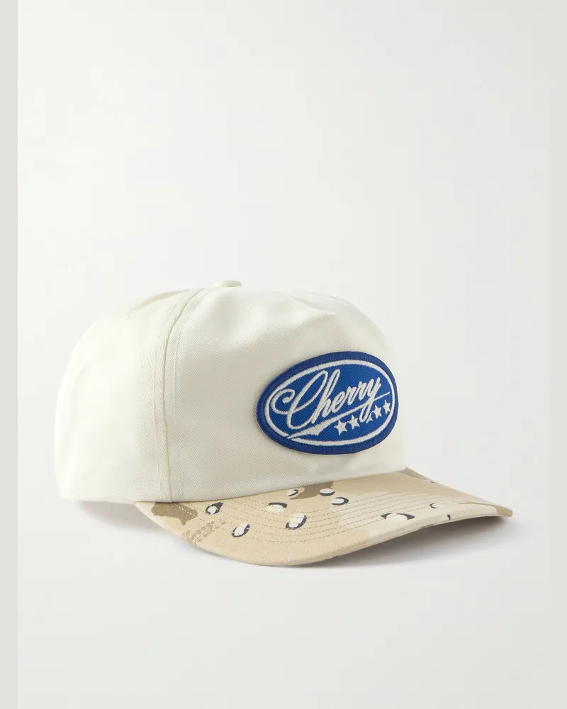 Cherry Los Angeles Logo-Appliquéd Camouflage-Print Cotton-Twill Baseball Hat Neutrals
