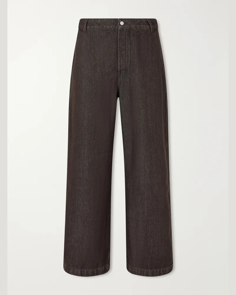 Officine Generale Nemir Straight-Leg Garment-Washed Jeans Brown