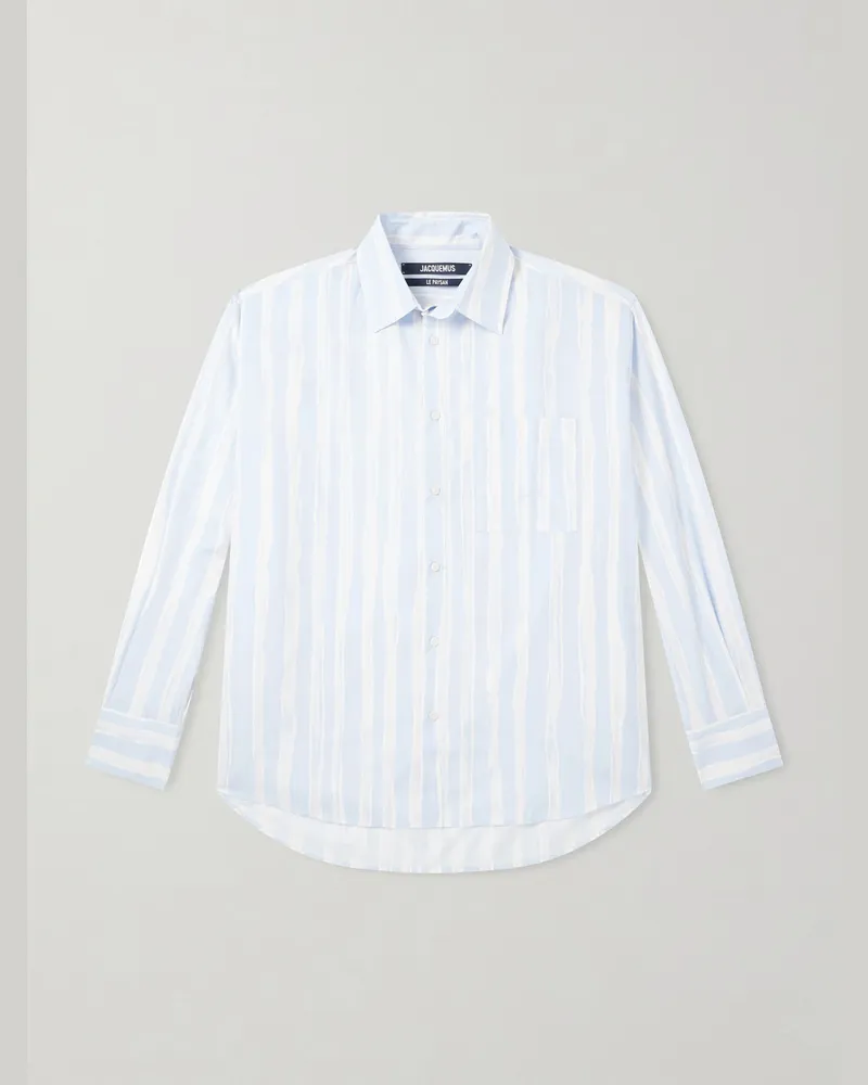Jacquemus Hemd aus gestreifter Baumwollpopeline Blau