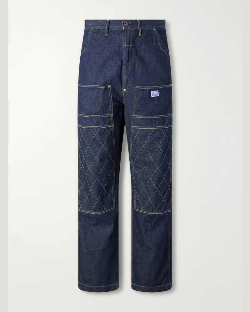 KAPITAL Lumber Straight-Leg Panelled Jeans Blue