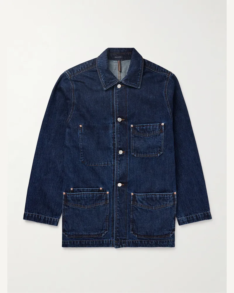 Drake's Selvedge Denim Jacket Blue