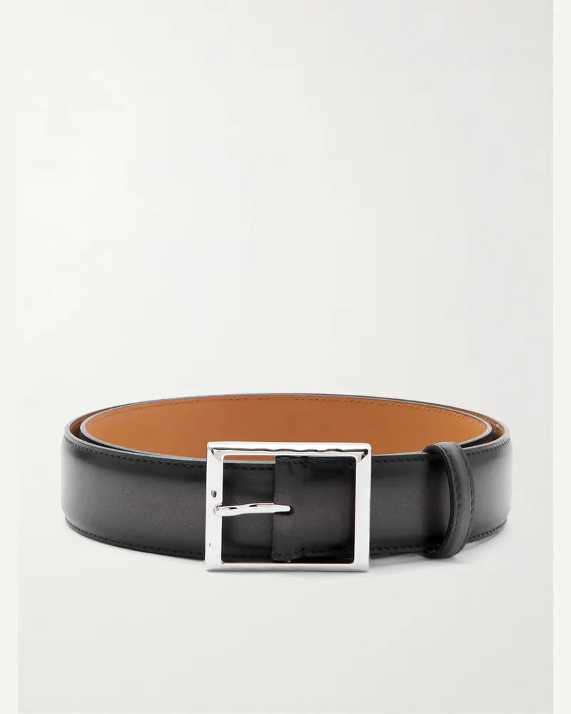Berluti 3.5cm Venezia Leather Belt Black