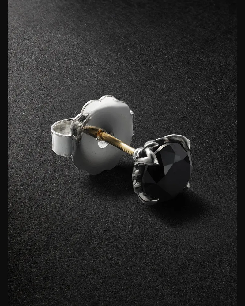 David Yurman Einzelner Ohrstecker aus Sterlingsilber und 18 Karat Gold mit Diamant Schwarz