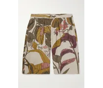 Gerade geschnittene Shorts aus bedruckter Seide mit Kordelzugbund