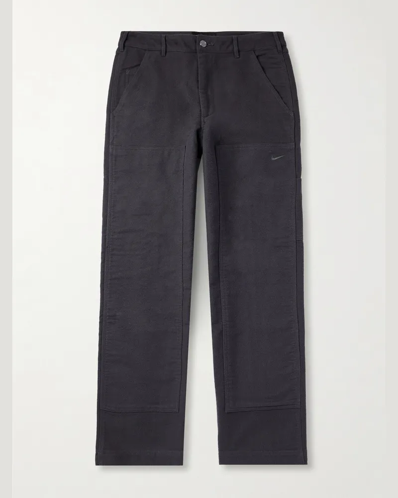 Nike Life gerade geschnittene Hose aus gebürstetem Baumwoll-Canvas Grau