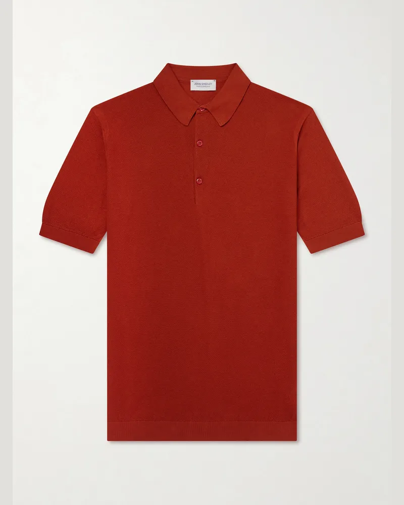 John Smedley Roth Sea Island Cotton Polo Shirt Red