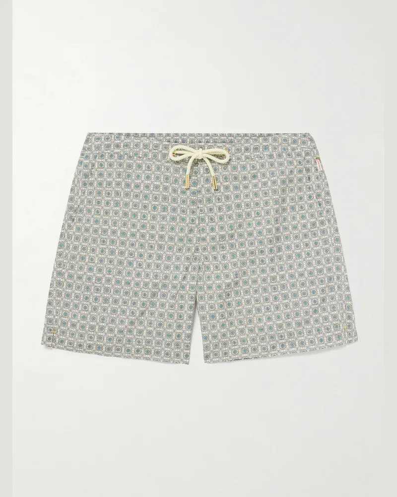 Orlebar Brown Bulldog Solstice gerade geschnittene lange Badeshorts aus recyceltem Shell mit Print Grau