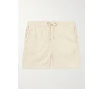 Gerade geschnittene Shorts aus Baumwollgaze mit Kordelzugbund