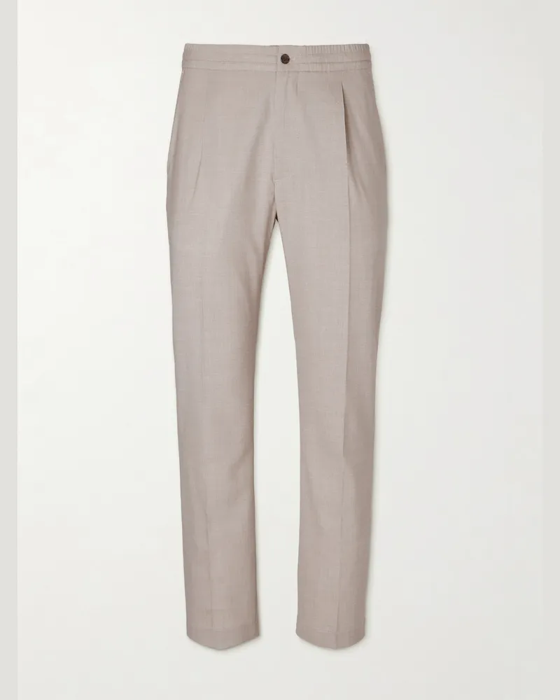 Dunhill Tapered Super 130s Wool Trousers Gray