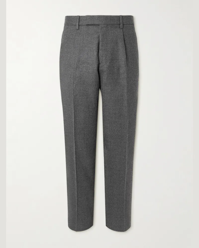 Ermenegildo Zegna Tapered Pleated Wool Trousers Gray