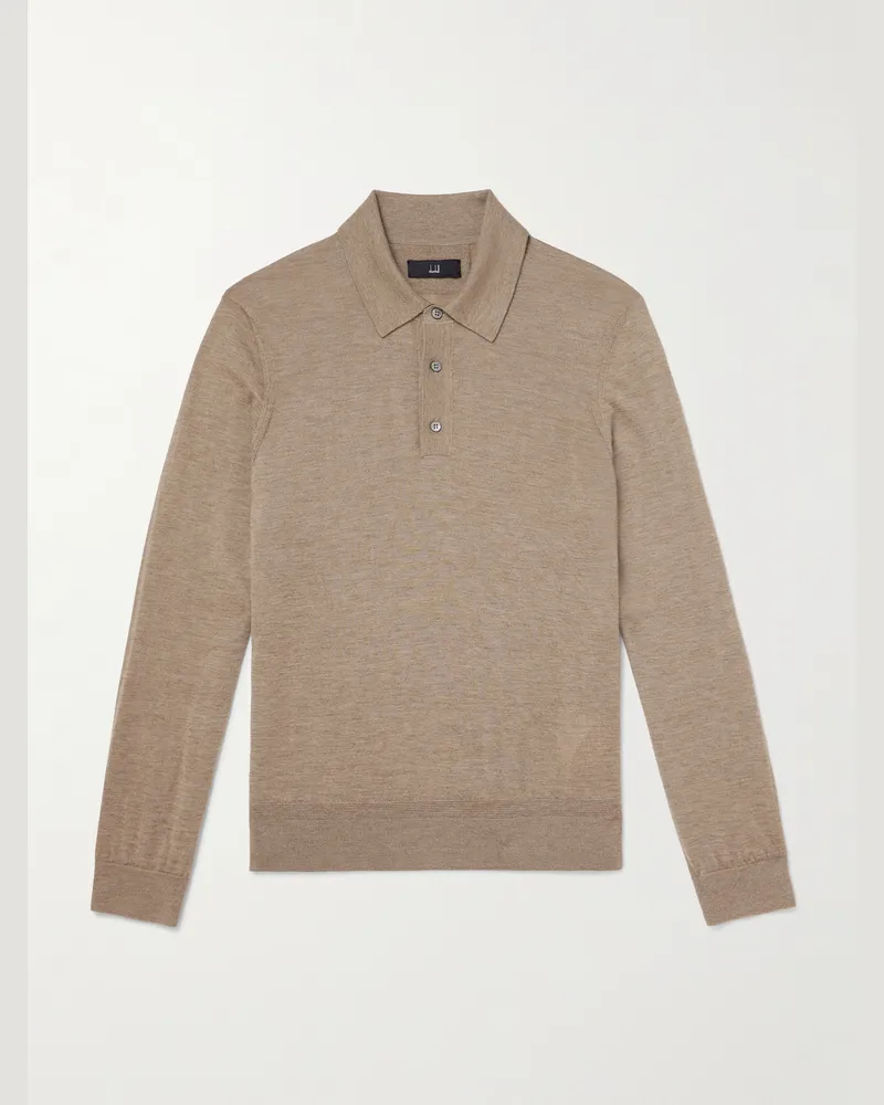 Dunhill Schmal geschnittener Pullover aus Kaschmir mit Polokragen Neutral