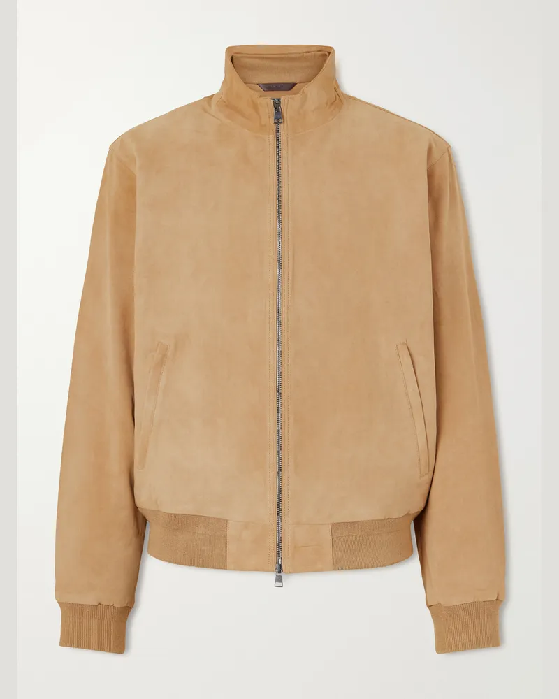 Ralph Lauren Suede Bomber Jacket Neutrals