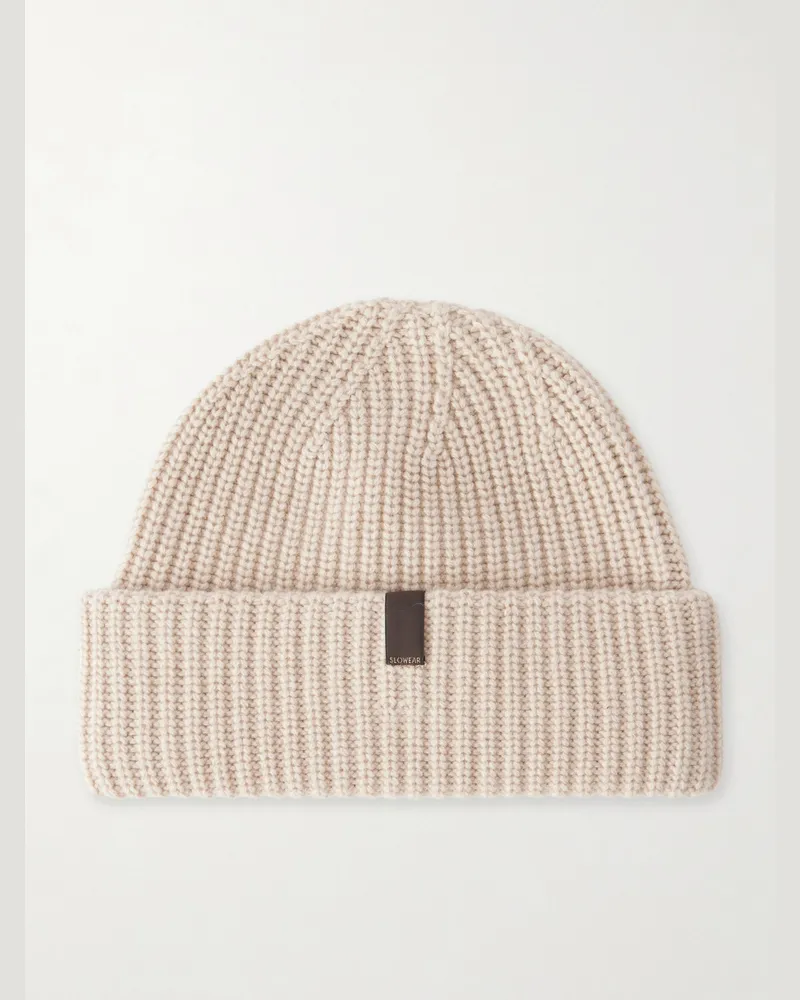 Slowear Cashmere Knitted Beanie Neutrals