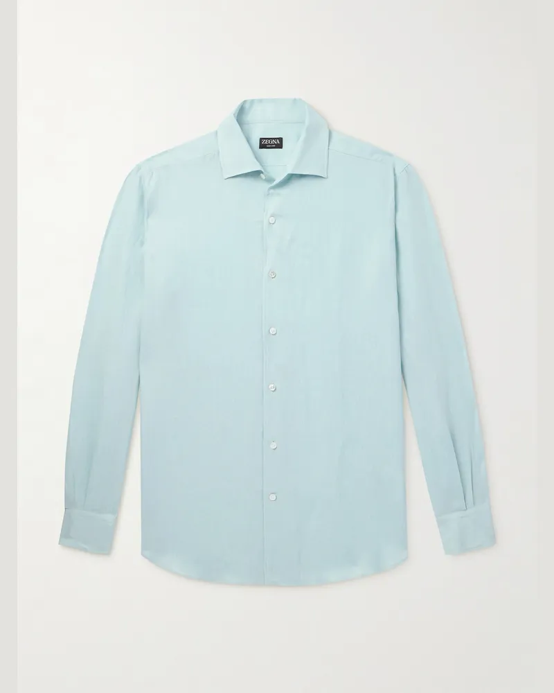 Ermenegildo Zegna Hemd aus „Oasi“-Leinen Blau