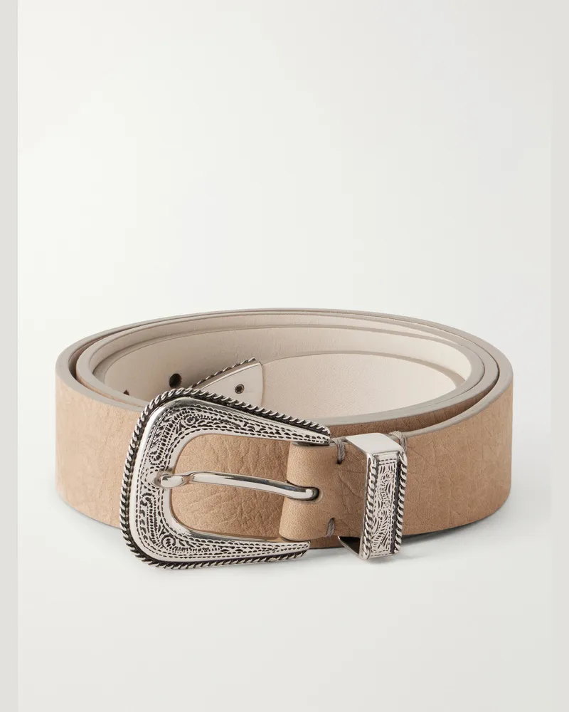Brunello Cucinelli Textured Leather Belt Neutrals