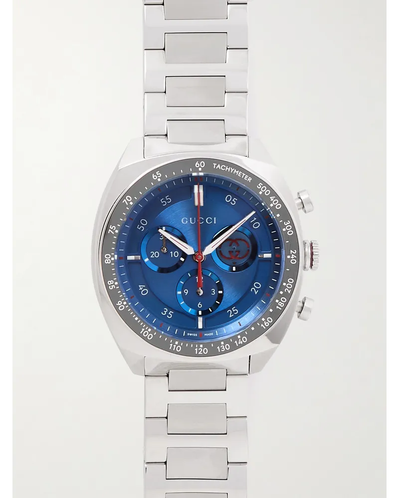 Gucci Interlocking Chronograph 41 mm Uhr aus Edelstahl Blau