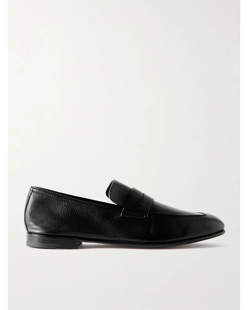 Ermenegildo Zegna L'Asola Pennyloafers aus vollnarbigem SECONDSKIN-Leder Schwarz