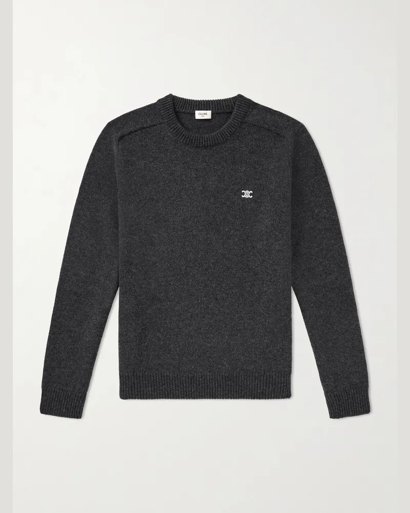 Celine Pullover aus einer Woll-Kaschmirmischung mit Logostickerei Grau