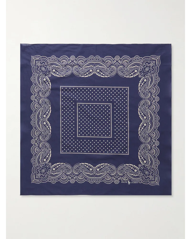 Ralph Lauren Bandana aus bedrucktem Baumwoll-Voile Blau