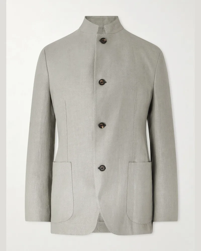 Eleventy Slim-Fit Linen Blazer Green