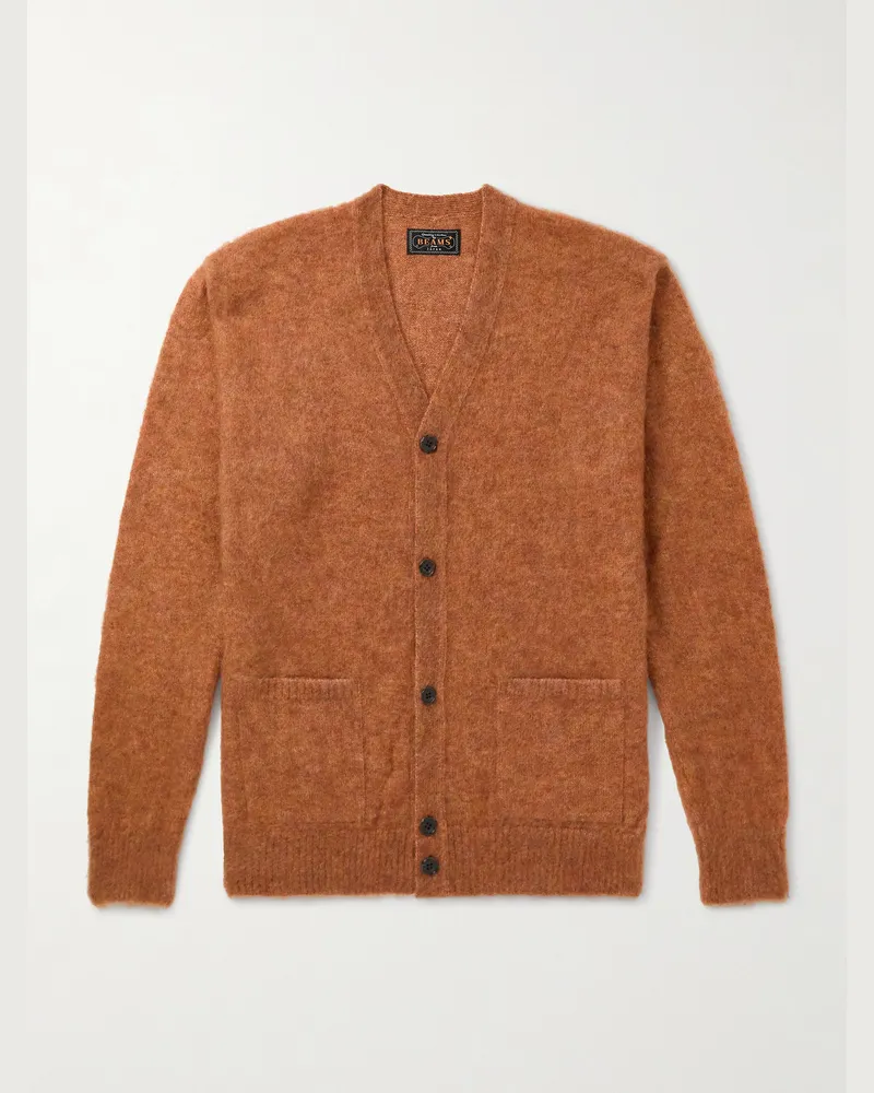 Beams Plus Cardigan aus einer Mohairmischung Orange