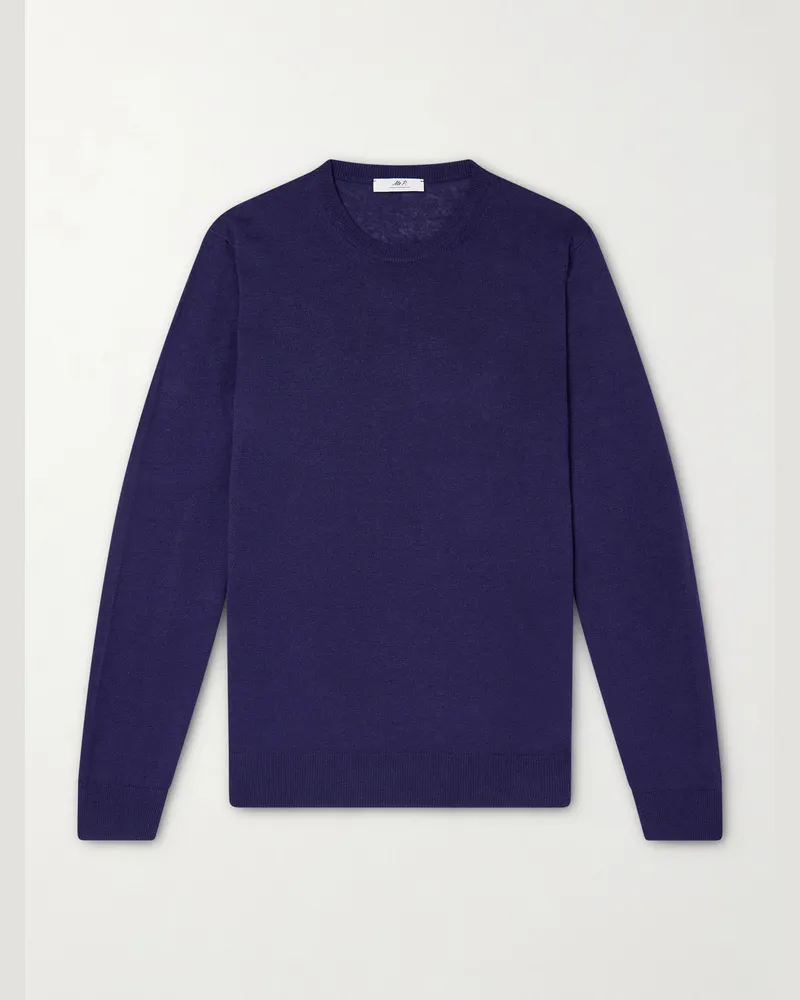 MR P. Linen and Cotton-Blend Sweater Blue