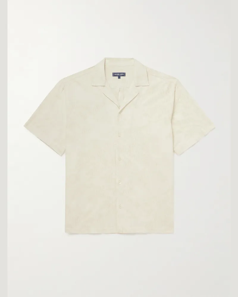 Frescobol Carioca Franca Camp-Collar Cotton-Blend Jacquard Shirt Neutrals