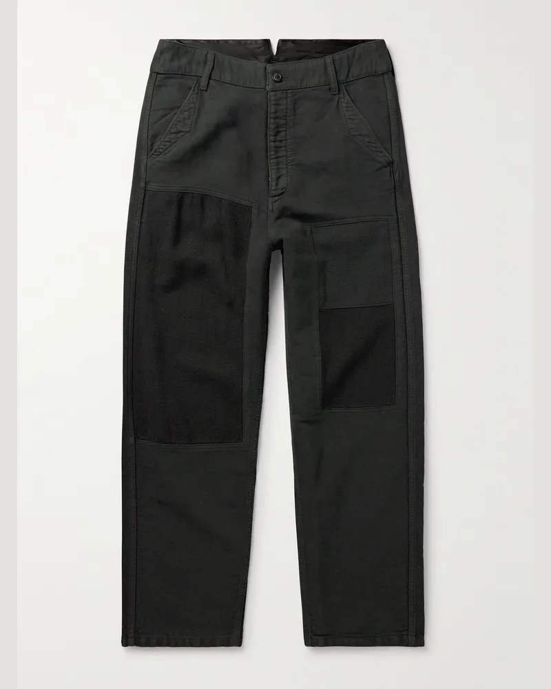 Visvim Pastoral gerade geschnittene Hose aus Moleskin aus einer Mischung aus Wolle, Leinen und Baumwolle Schwarz