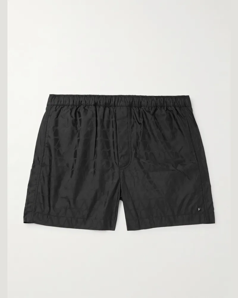 Valentino Garavani Gerade geschnittene mittellange Badeshorts mit Jacquard-Logomuster Schwarz