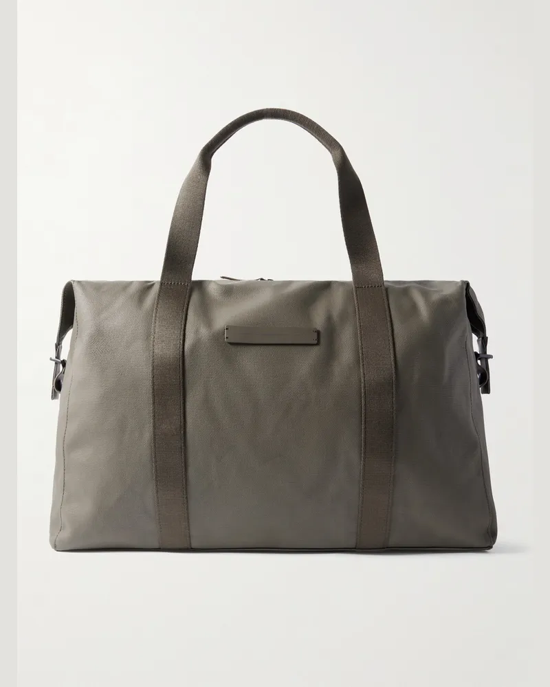 HORIZN STUDIOS SoFo L Leather and Grosgrain-Trimmed Canvas Weekend Bag Green