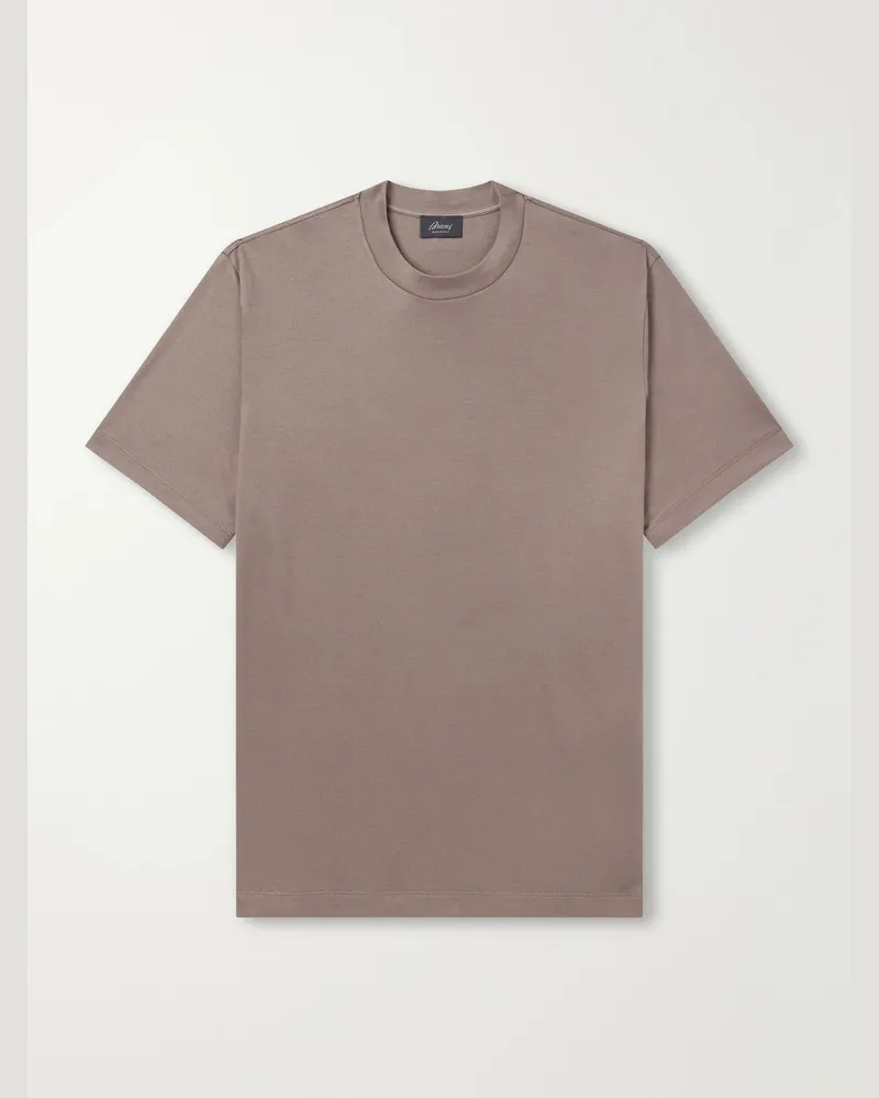 Brioni Cotton-Jersey T-Shirt Brown
