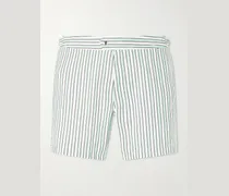 Straight-Leg Short-Length Striped Swim Shorts