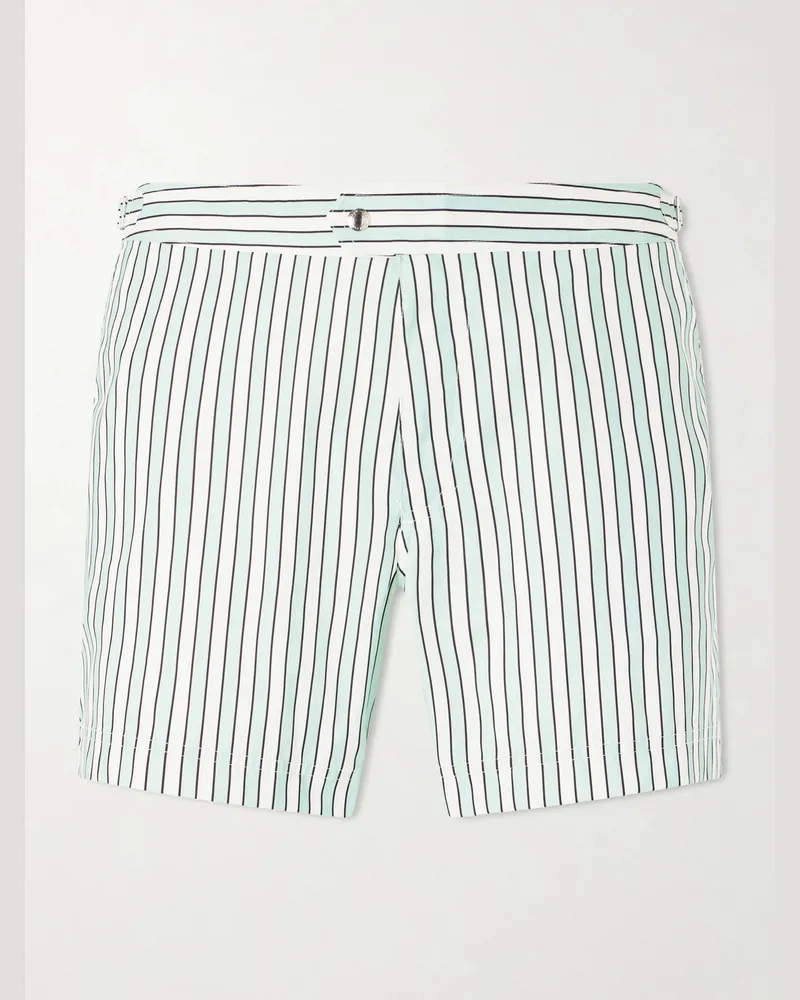 Tom Ford Straight-Leg Short-Length Striped Swim Shorts Green