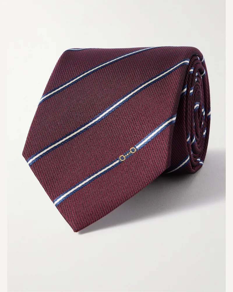 Gucci Krawatte aus gestreiftem Seiden-Jacquard, 7 cm Burgunder